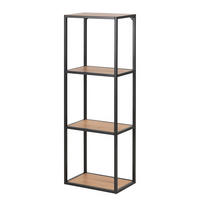 REGAL - Wildeiche Dekor / Schwarz - Braun, Holzwerkstoff/Metall (37/108/24cm) - home24