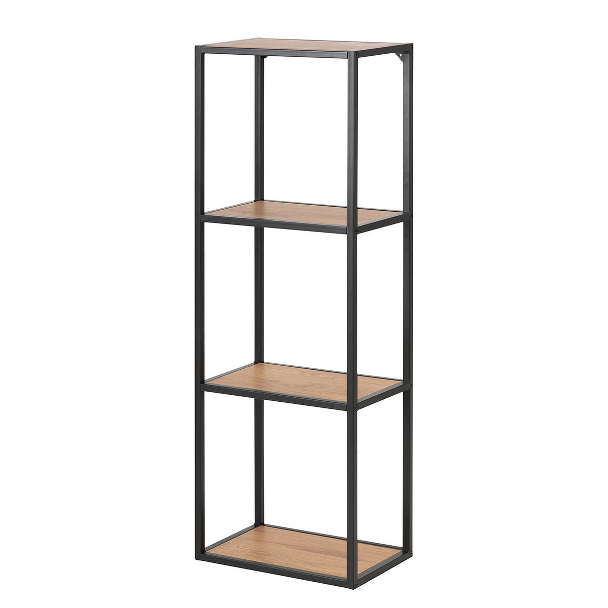 REGAL - Wildeiche Dekor / Schwarz - Braun, Holzwerkstoff/Metall (37/108/24cm) - home24