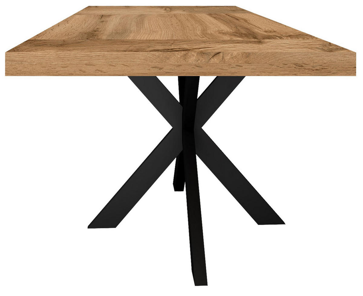 ESSTISCH Elgin 2 175-275x80x100 Holzwerkstoff Schwarz/Wotan Eiche - Eiche Wotan/Schwarz, Holzwerkstoff (175/100/80cm) - 58aufmkessel