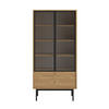 VITRINE Olar Holzoptik Hickory Natur 85 cm - Beige/Goldfarben, Holzwerkstoff/Metall (85/179/41cm) - Selsey