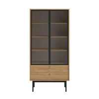 VITRINE Olar Holzoptik Hickory Natur 85 cm - Beige/Goldfarben, Holzwerkstoff/Metall (85/179/41cm) - Selsey