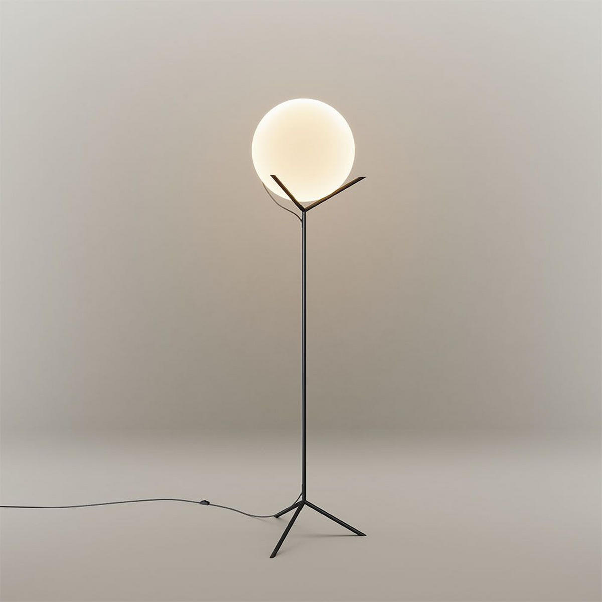 STEHLAMPE Poseidon Weiß Ø 30cm - Weiß, Glas (30/30/170cm) - s.luce