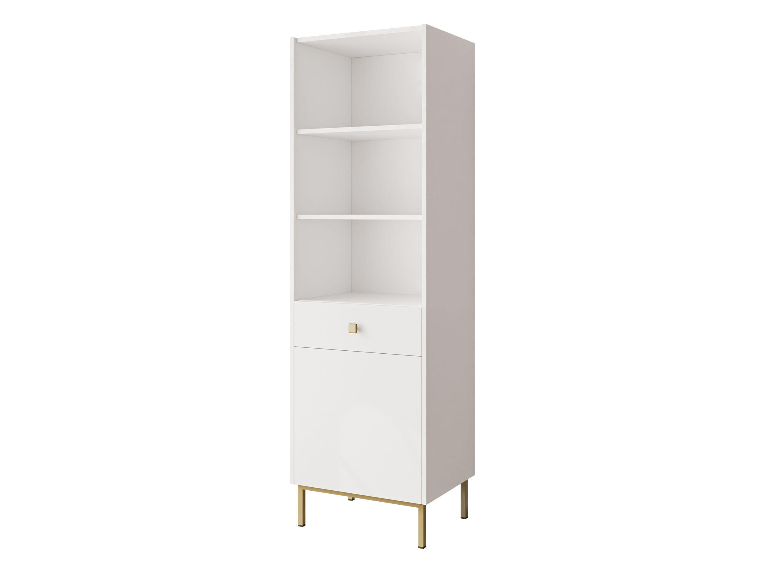 STANDREGAL Nutero 1D1SZ - Goldfarben/Weiß, Holzwerkstoff/Metall (54/180/42cm) - MIRJAN24