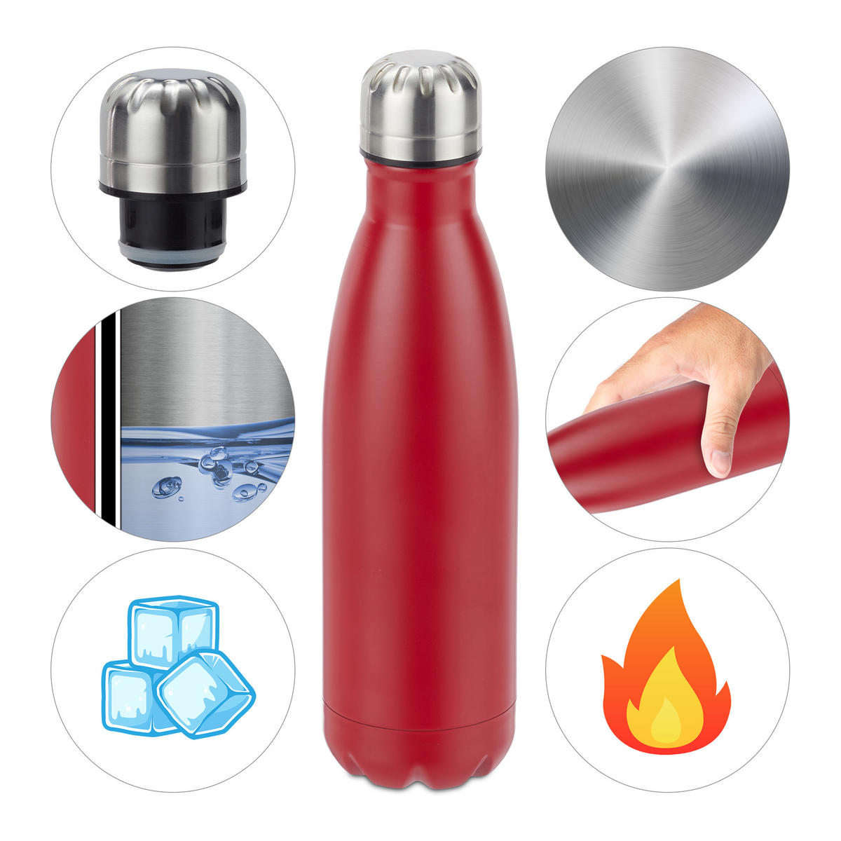 FĽAŠA na vodu - biela, kov/plast (0.5L) - Relaxdays