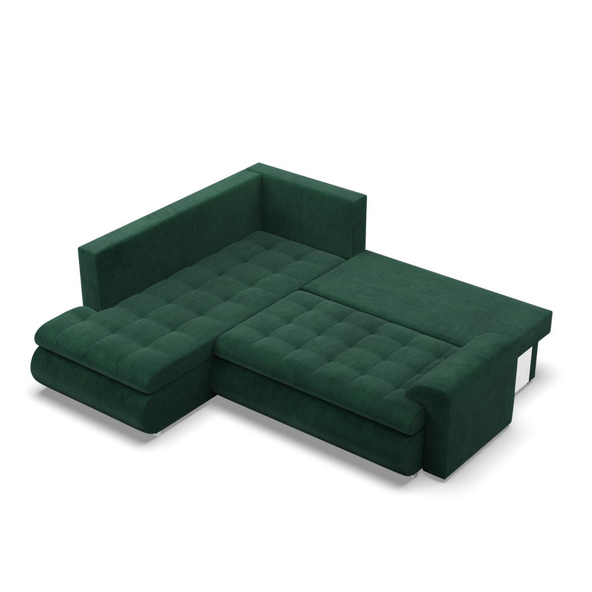 ECKSOFA LINKS MIT SCHLAFFUNKTION FORESTA, Cord - Dunkelgrün - Grün, Textil (230/200cm) - Mebligo