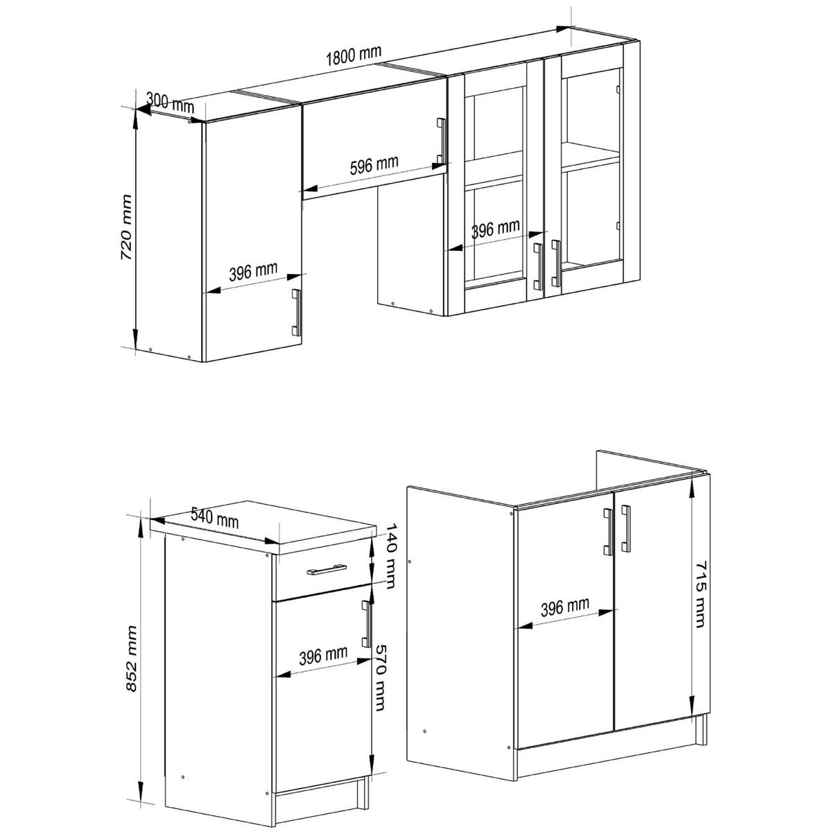 KUCHYŇSKÝ BLOK Bílá, dub Sonoma 203/180/44,5 - bílá, kompozitní dřevo (180/203/44.5cm) - RAUMHIRSCH FURNITURE