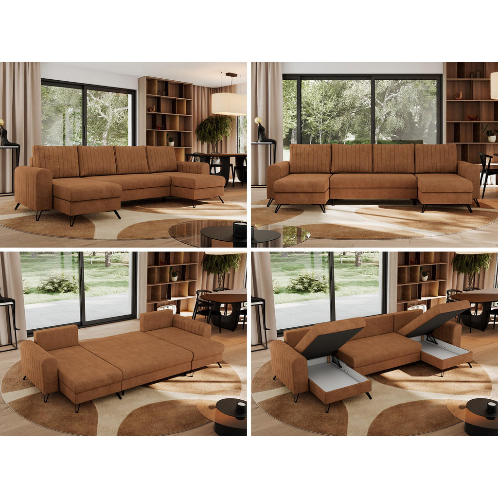 Thumbnail - MKS Wohnlandschaft, Orange, Textil, 5-Sitzer, U-Form, 312x90x140 cm, Wohnzimmer, Sofas & Couches, Wohnlandschaften, Wohn...