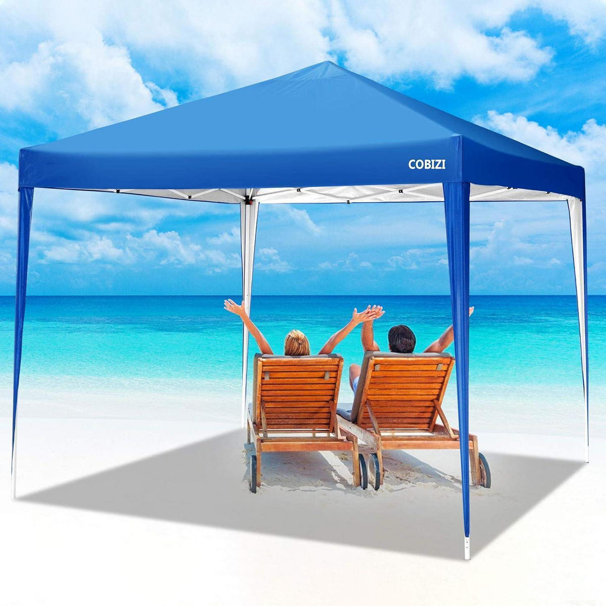 FALTPAVILLON 3 x 3 m Hellblau - Blau, Textil (300/203/300cm)