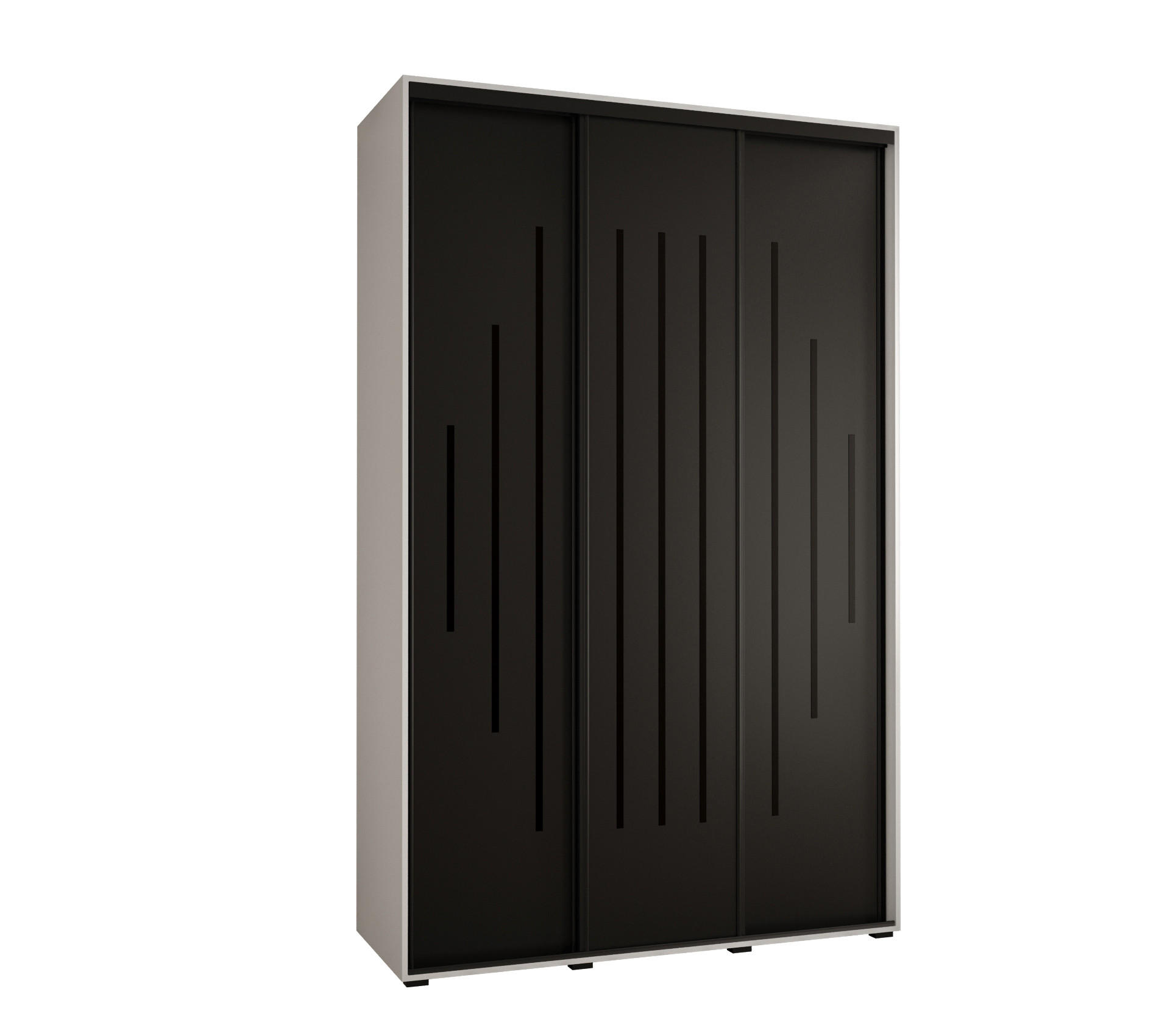 Abiks Möbel Schwebetürenschrank Weiß, Schwarz, Schwarz 160x235x60 cm