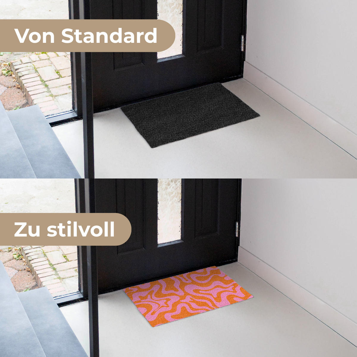 FUSSMATTE Muster - Rosa - Orange - Abstrakt - Modern 60x40 cm - Pink, Kunststoff (60/0.4cm) - MuchoWow