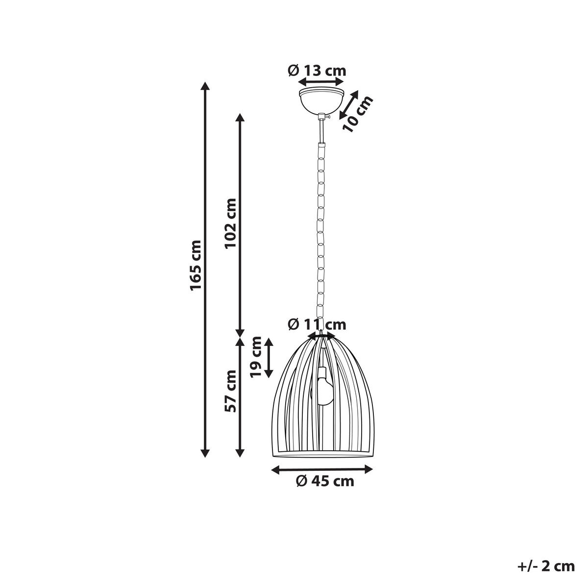 HÄNGELEUCHTE Manair 45/45/165 cm - Dunkelbraun, Holz (45/45/165cm) - Beliani