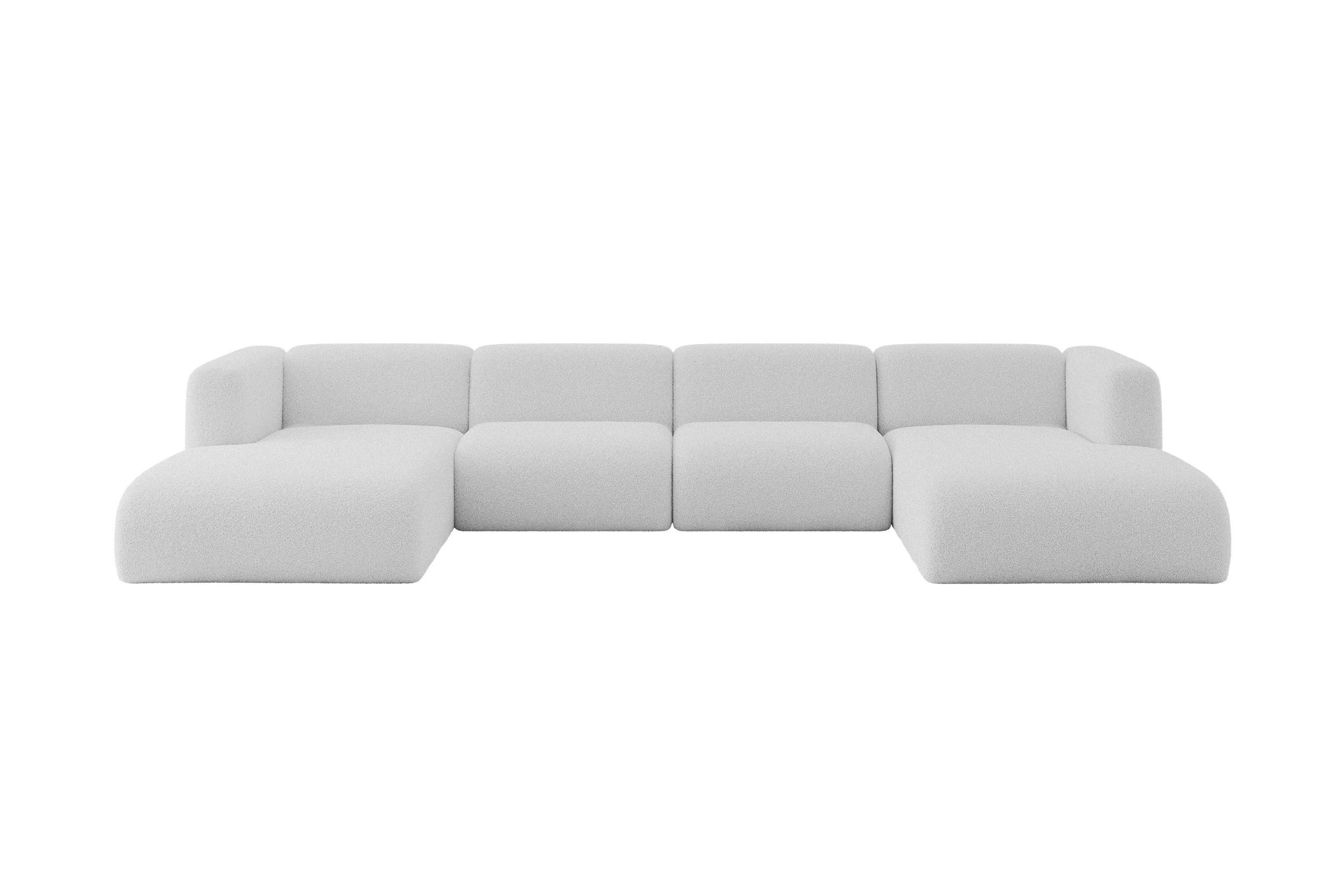 ALTDECOR SEDACÍ SOUPRAVA DO U MIRA-U2 408x179x70 Světle šedá Bouclé