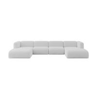 WOHNLANDSCHAFT MIRA-U2 408x179x70 Hellgrau Bouclé - Silberfarben/Hellgrau, Holzwerkstoff/Kunststoff (408/70/179cm) - ALTDECOR