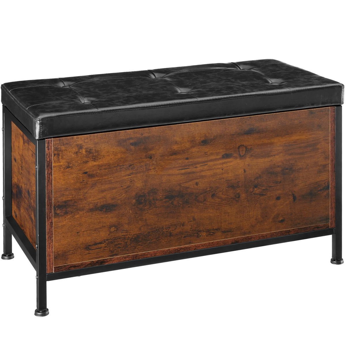 SITZTRUHE Calico,Kunstlederbezug,Industrial Holz dunkel, rustikal - Rostfarben, Holzwerkstoff (41.5/50.5/81.5cm) - tectake
