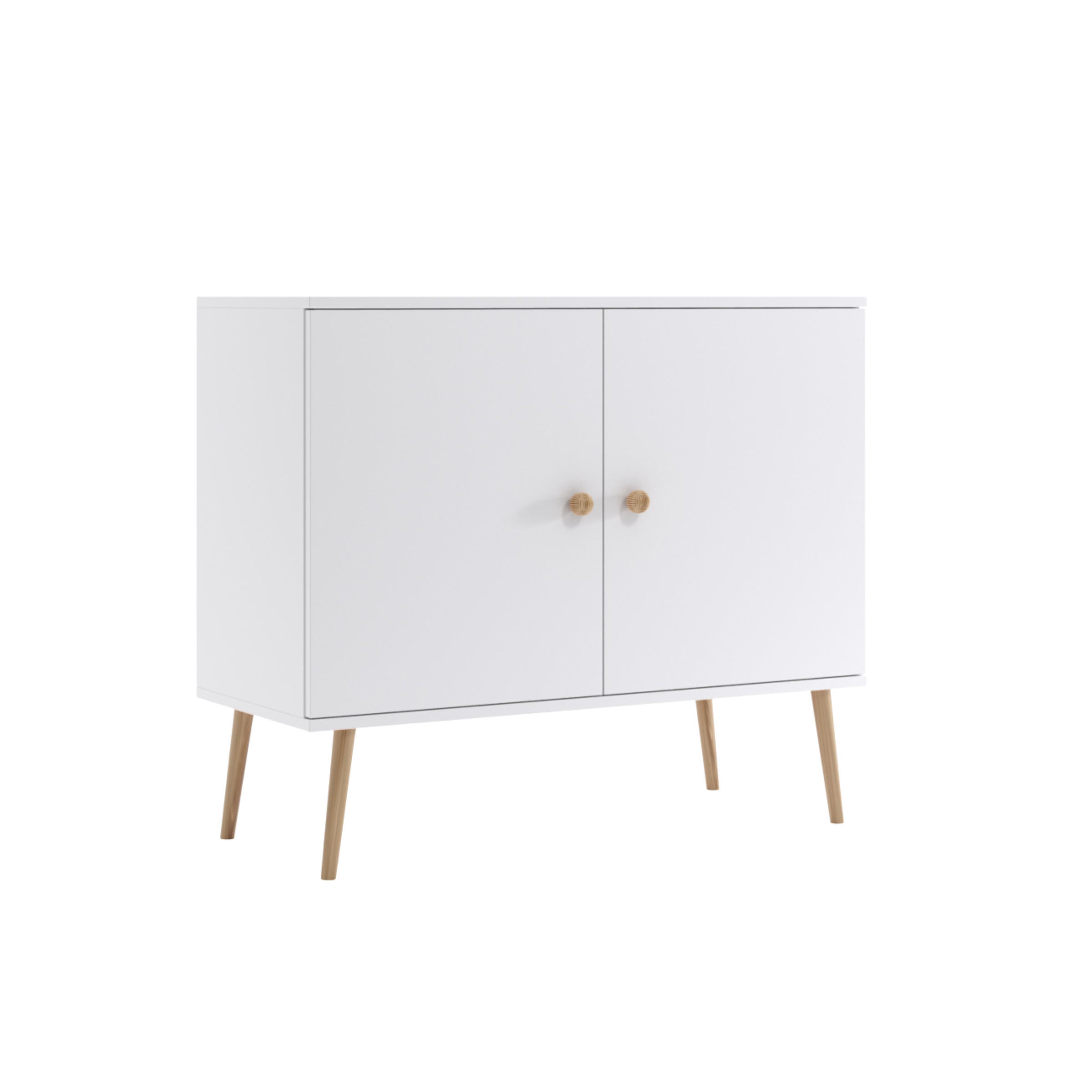 KOMMODE NATURA, 100 cm, Weiß Matt, 2-türig - Weiß, Holz (100/85/42cm) - Excellent Home