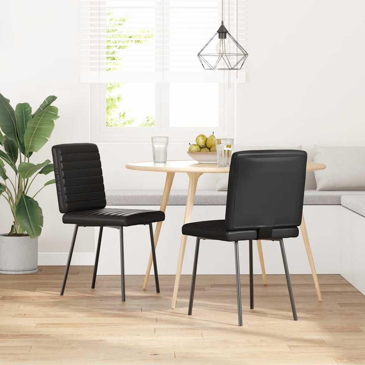 ESSZIMMERSTÜHLE 2 Stk. Schwarz Kunstleder 45*54*83cm - Schwarz, Leder (45/83/54cm) - ZMH