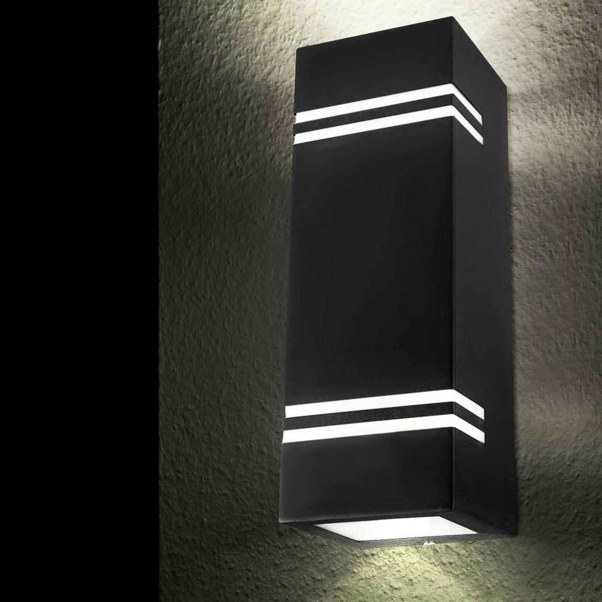 LED AUSSEN-WANDLEUCHTE Edelstahl Schwarz 2er Set - Schwarz, Metall (8.5/25/8.7cm)