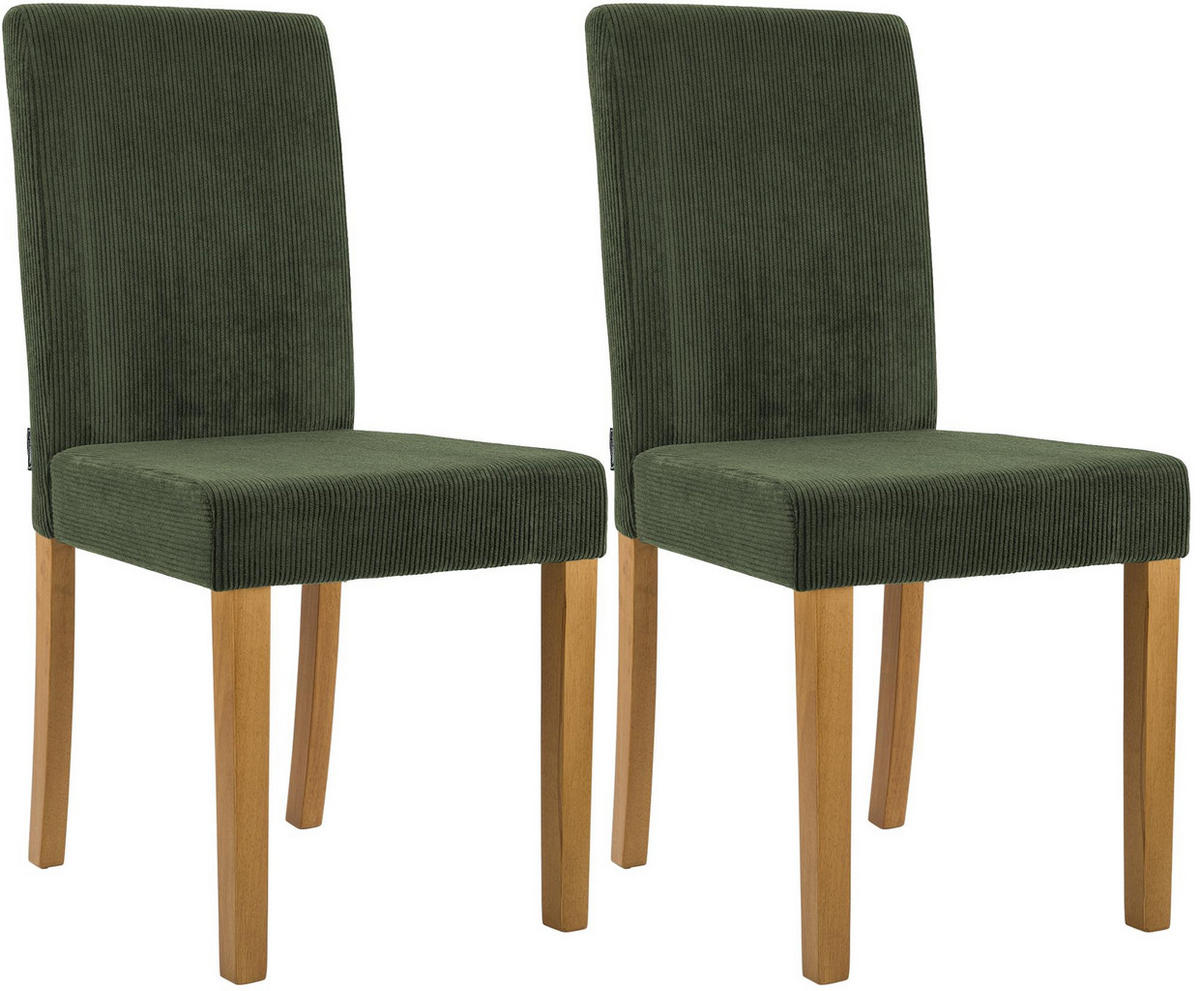 ESSZIMMERSTUHL 2er Set Cord Grün - Naturfarben/Grün, Holz/Textil (41/91/47cm) - CLP