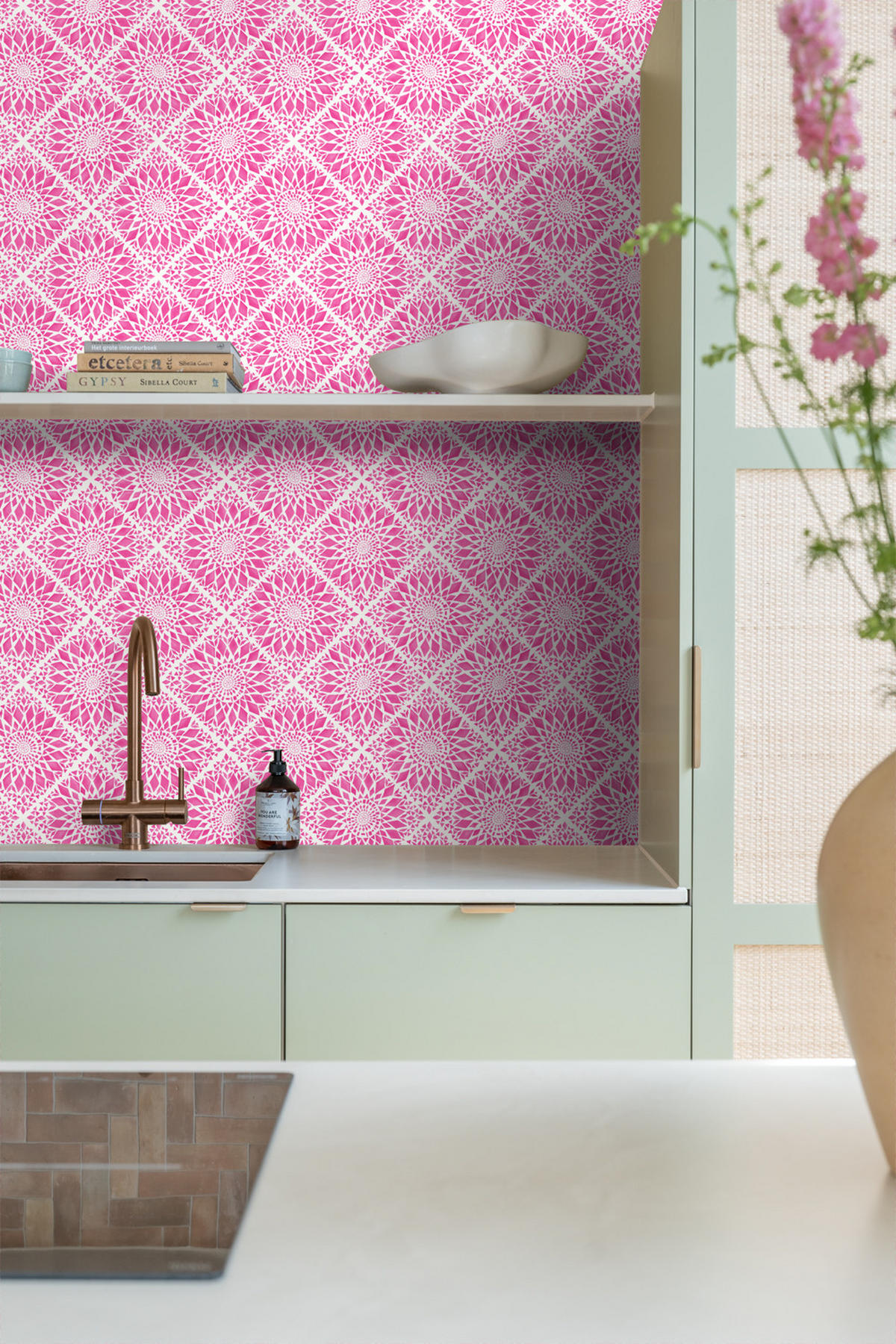 TAPETE Fliesenmuster 53 cm x 10.05 m - Pink, Papier (53/1000cm) - ESTAhome