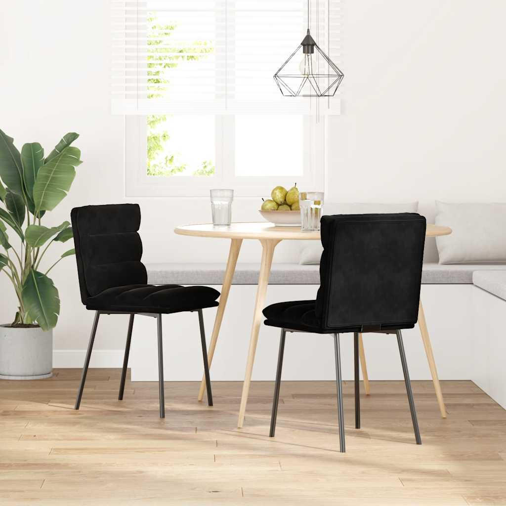 ESSZIMMERSTÜHLE 2 Stk. Schwarz Samt 45*54*83cm - Schwarz, Metall (45/83/54cm) - ZMH