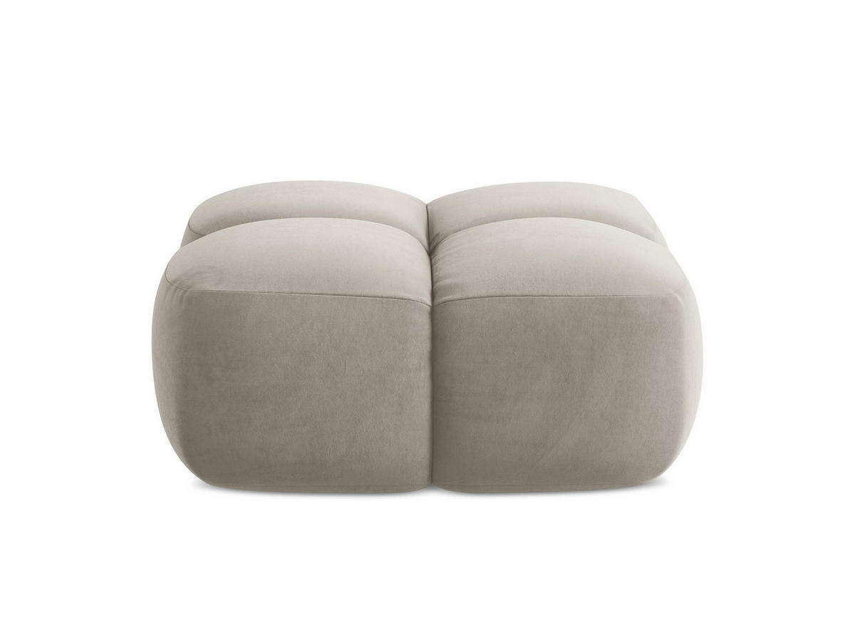 POUF Samt Stoff Grau - Taupe/Schwarz, Holzwerkstoff/Kunststoff (90/39/90cm) - Makamii