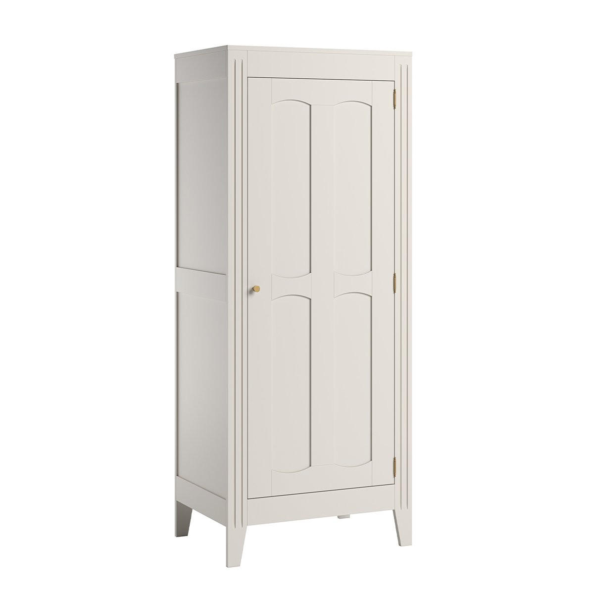 SCHRANK mit Regal, Kleiderstange und 1 Tür, L80.5 x H196.8 cm - Milenne - Weiß, Holzwerkstoff (55.25/196.8/80.5cm) - Calicosy