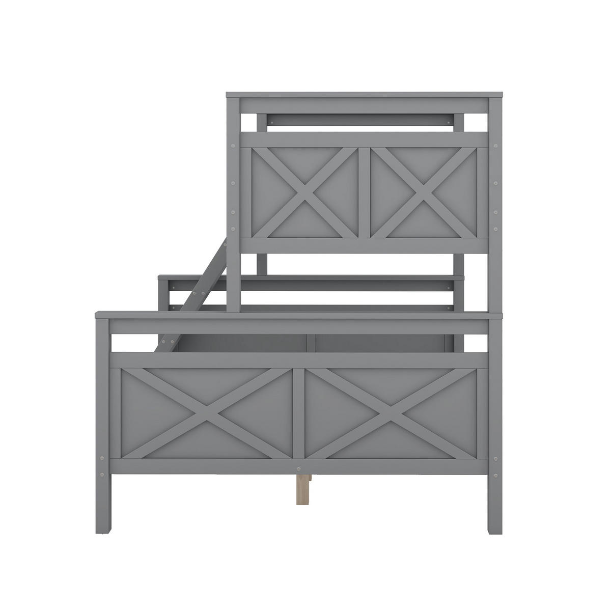 ETAGENBETT aus Kiefernholz und MDF 90/140x200 cm Grau, teilbar in 2 Einzelbetten - Grau, Holzwerkstoff (140/200cm) - IVMEU