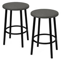 BARHOCKER 2er Set Kunstleder Metall Grau schwarz rund 35x35x48 cm - Schwarz/Grau, Metall (35/48/35cm) - Begryf