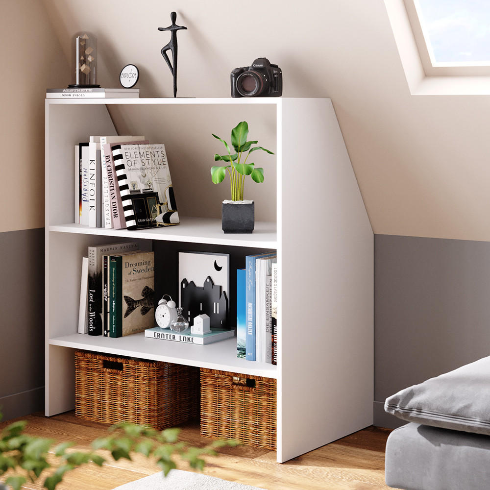 DACHSCHRÄGE REGAL Weiß 90 x 100 cm - Weiß, Holzwerkstoff (90/100/50cm) - Vicco