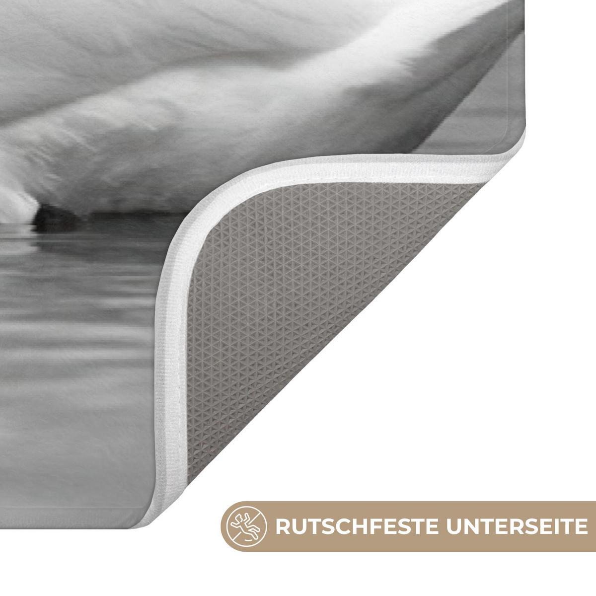 KOUPELNOVÁ PŘEDLOŽKA Labutě - srdce - černá - bílá 120x60 cm - černá, textil/plast (120/60cm)