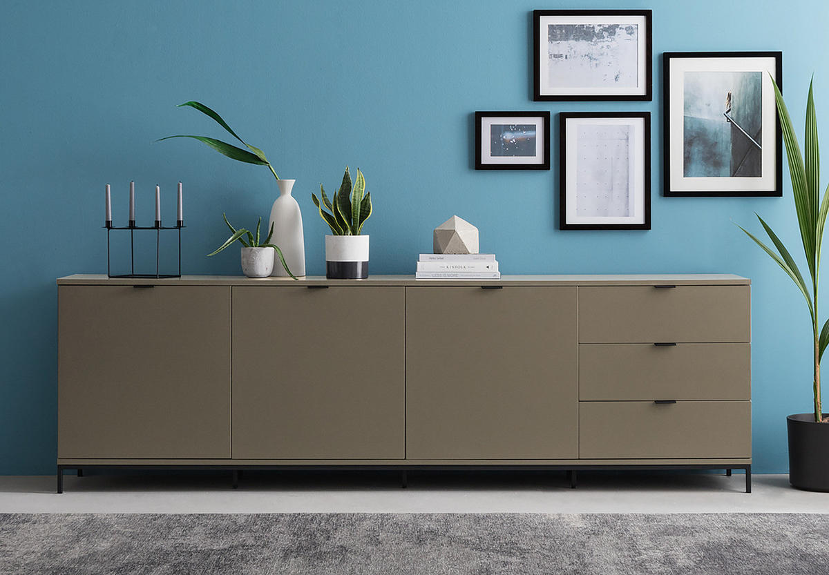 SIDEBOARD - MDF / Metall - Taupe/Schwarz, Holzwerkstoff/Metall (240/74/40cm) - home24