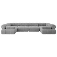 WOHNLANDSCHAFT modulares Sofa Birno-U2 - 380x190x70 cm Hellgrau Velours - Hellgrau, Holzwerkstoff/Textil (380/70/190cm) - ALTDECOR