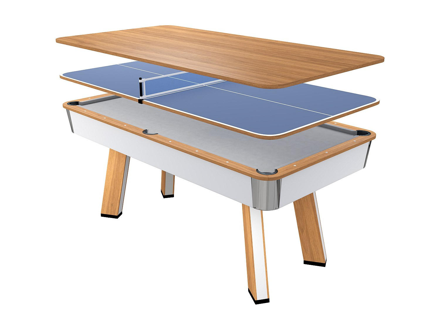 BILLARDTISCH - 6 Personen - holz - naturfarben hell, weiß Sastala - Weiß, Holz (213.4/111.6cm) - Vente-Unique