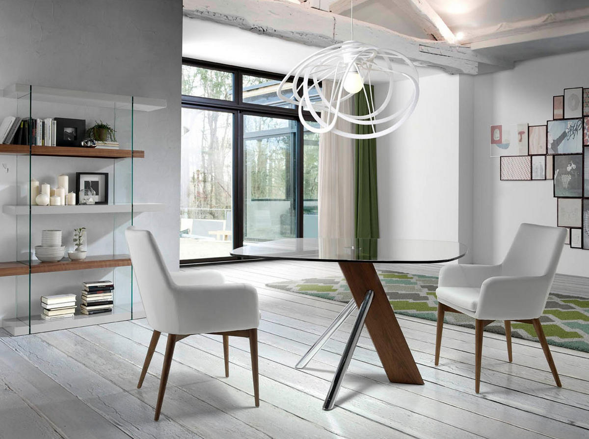 STUHL aus weißem Öko-Leder 57/64/88 cm - Walnussfarben/Weiß, Leder/Holz (57/88/64cm) - ANGEL CERDA