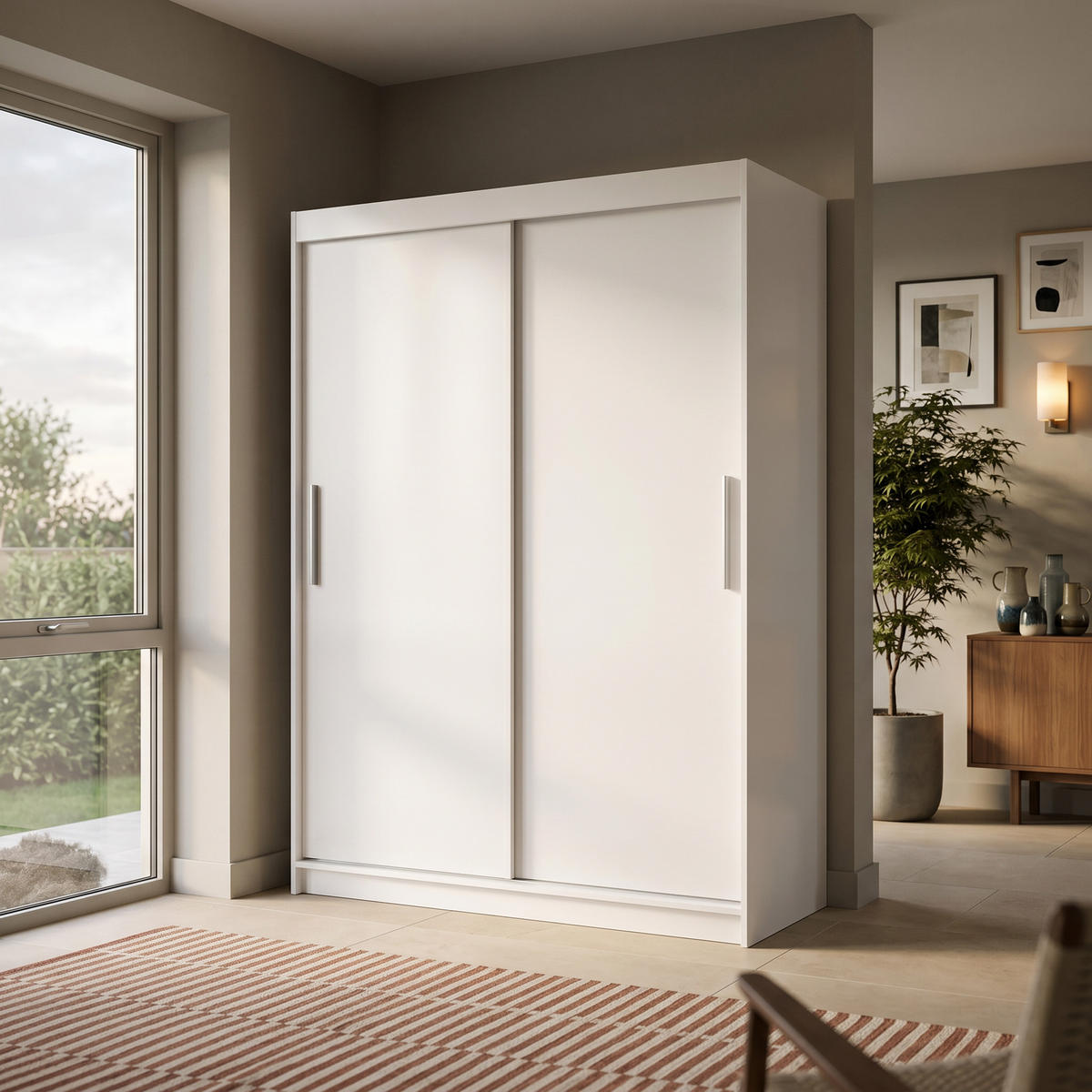 SCHWEBETÜRENSCHRANK VIVA 180/215,5/59cm 2-türig Weiß - Weiß, Holzwerkstoff (180/215.5/59cm) - MASSENO