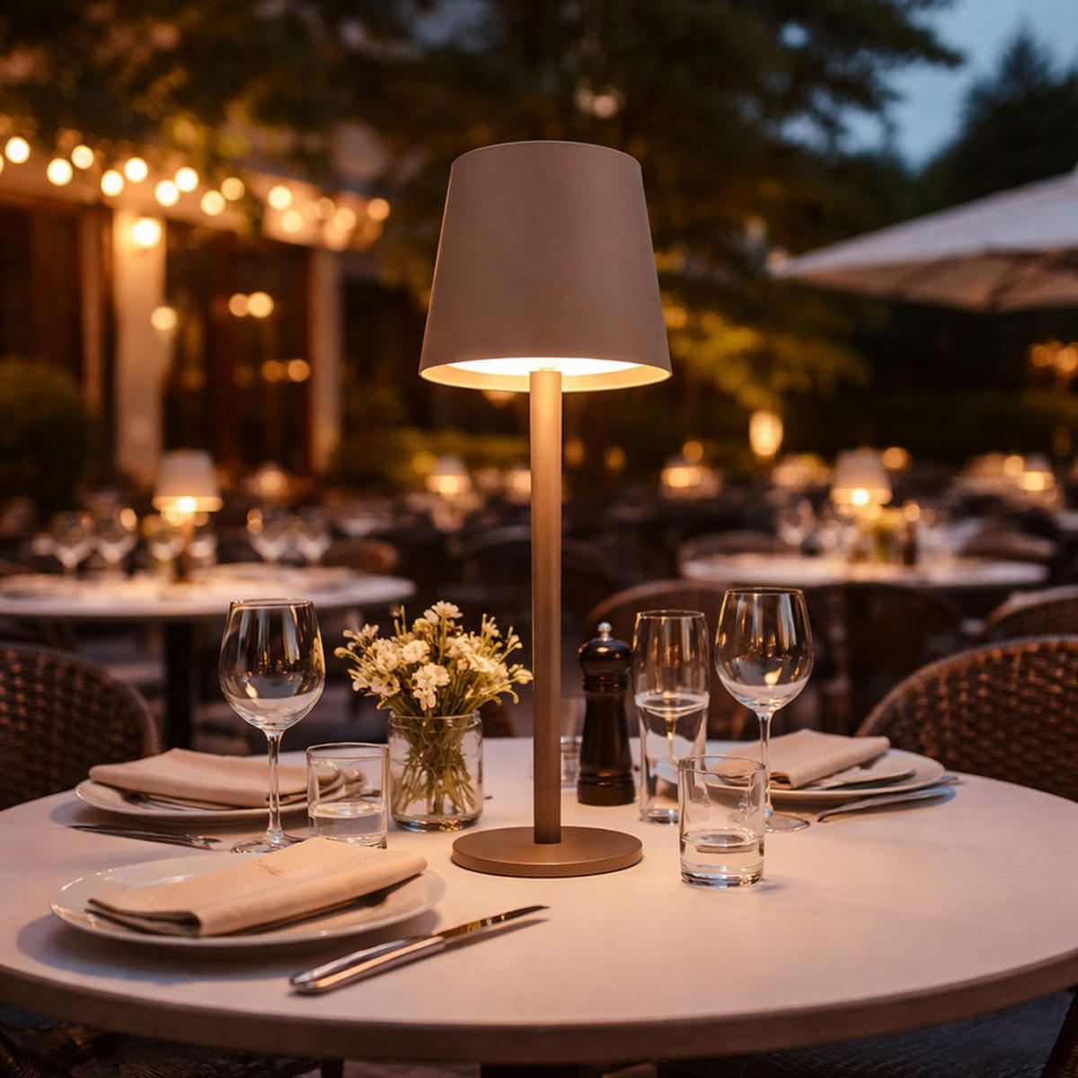 LED TISCHLEUCHTE Braun Touchdimmer Akku - Braun, Metall (10.6/10.6/36cm) - Globo Lighting