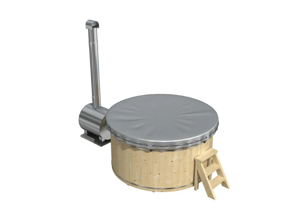ABDECKUNG POOL HOTTUB PVC Abdeckung Badefass Bergen Ø 200 - Außenofen - Grau, Kunststoff (200/10/200cm) - FinnTherm