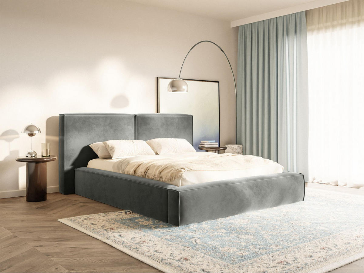 POLSTERBETT Tilves Grau 200x200 cm - Schwarz/Grau, Kunststoff/Textil (200/200cm) - Selsey