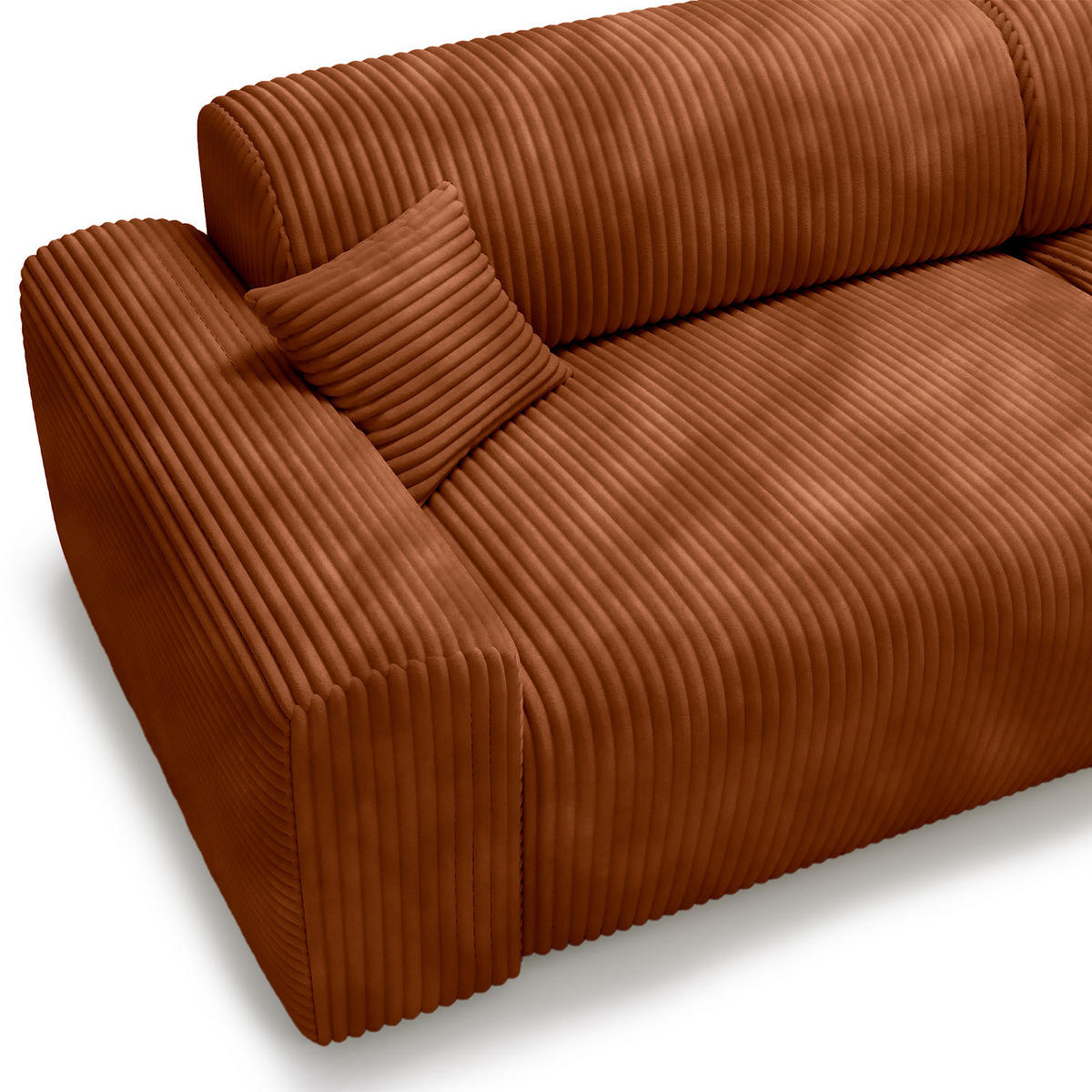 ECKSOFA mit Longchair - Cord - Schwarz/Braun, Kunststoff/Textil (284/178cm) - home24