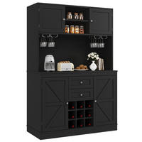 GESCHIRRSCHRANK aus MDF 120x40x188cm in Schwarz mit Weinregal - Schwarz, Holzwerkstoff (120/188/40cm) - Modfu