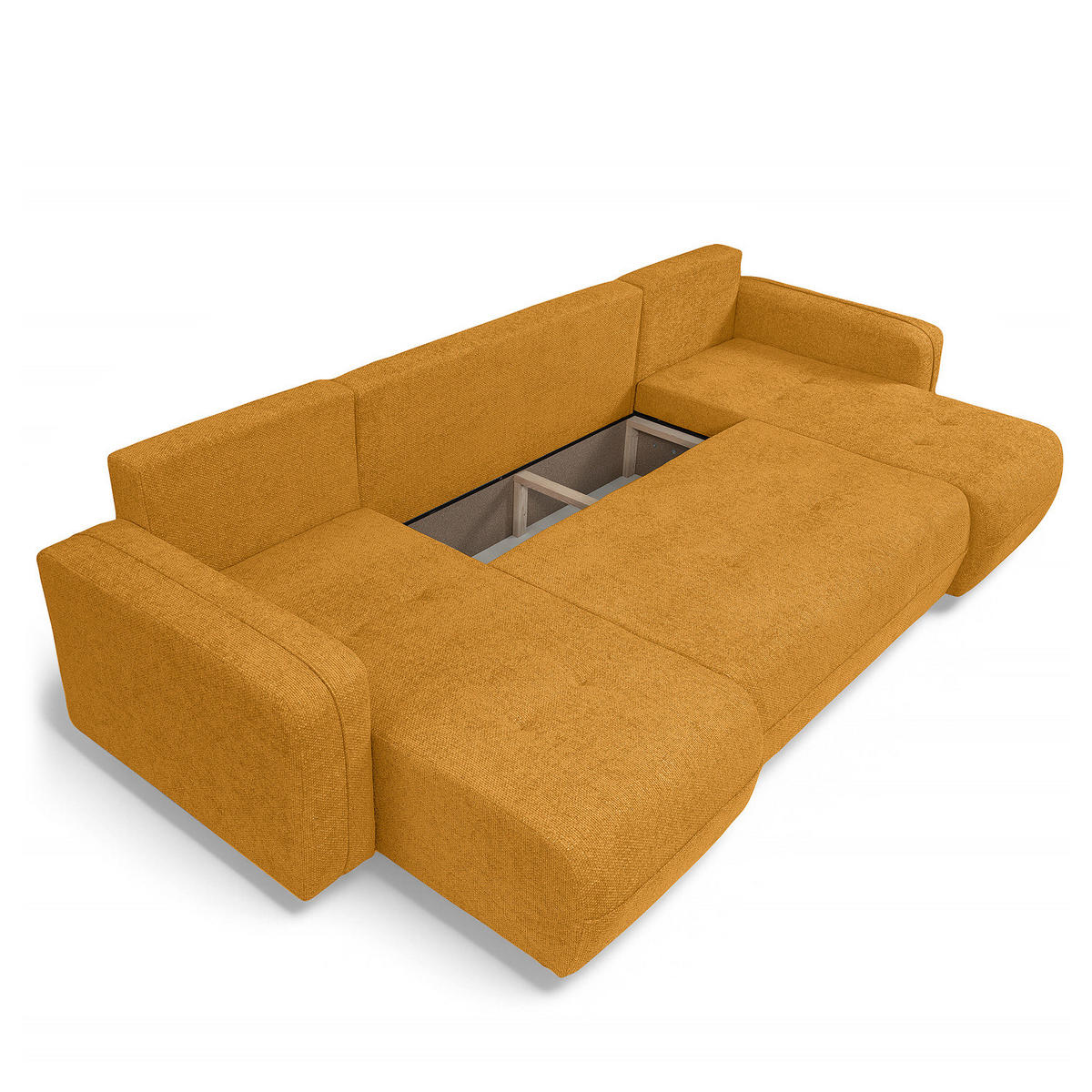 WOHNLANDSCHAFT - Gelb/Schwarz, Kunststoff/Textil (312/82/145cm) - home24