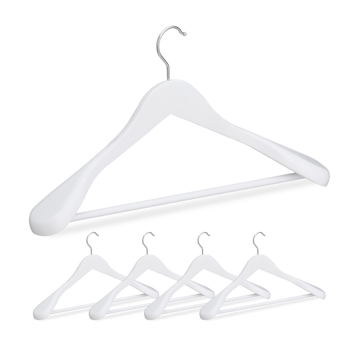 5XVEŠIAKY na oblek - biela, kov/drevo (44.5/24/5.5cm) - Relaxdays