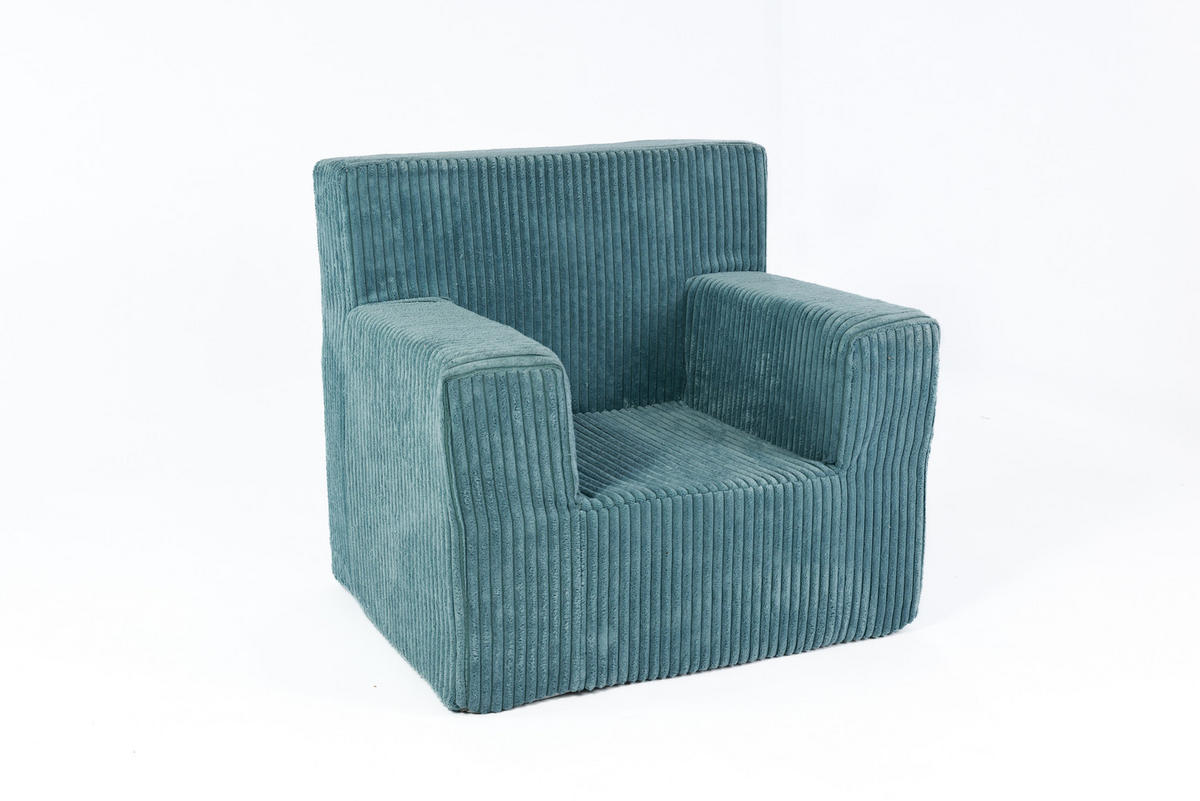KINDERSESSEL aus Kuschel-Cord in Türkis - Türkis, Textil (51/47/33cm) - Fortisline