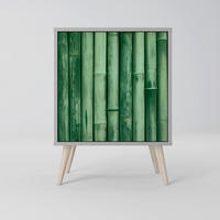 SIDEBOARD NATURAL GREEN, Grau, 57,5x42x77,5 cm, Schräge Buchenholzfüße - Buchefarben/Multicolor, Holzwerkstoff/Buchenholz (57.5/77.5/42cm) - SpaceRebels