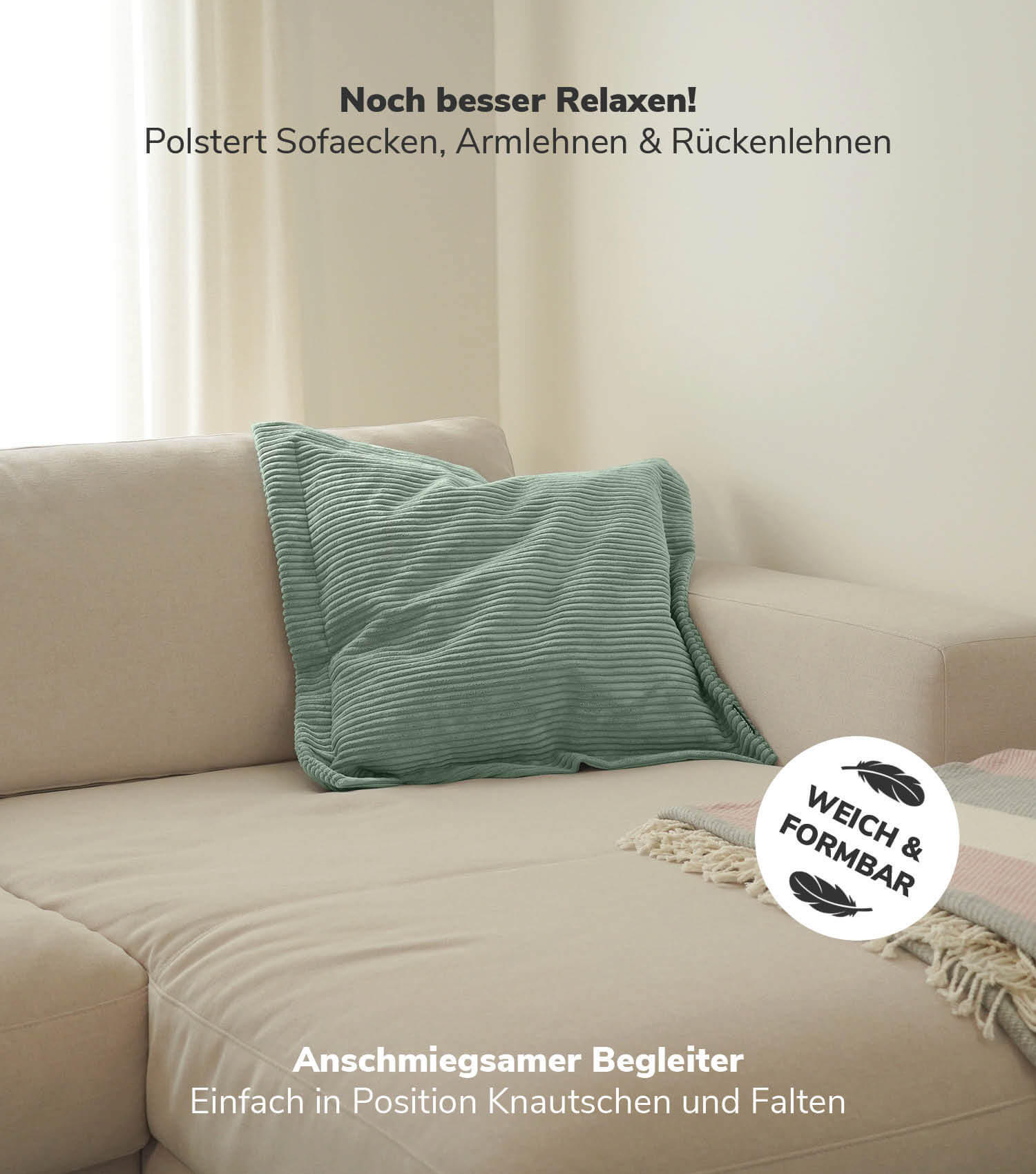 SOFAKISSEN Das Wölkchen - Mintgrün, Textil (70/8cm) - Mokebo