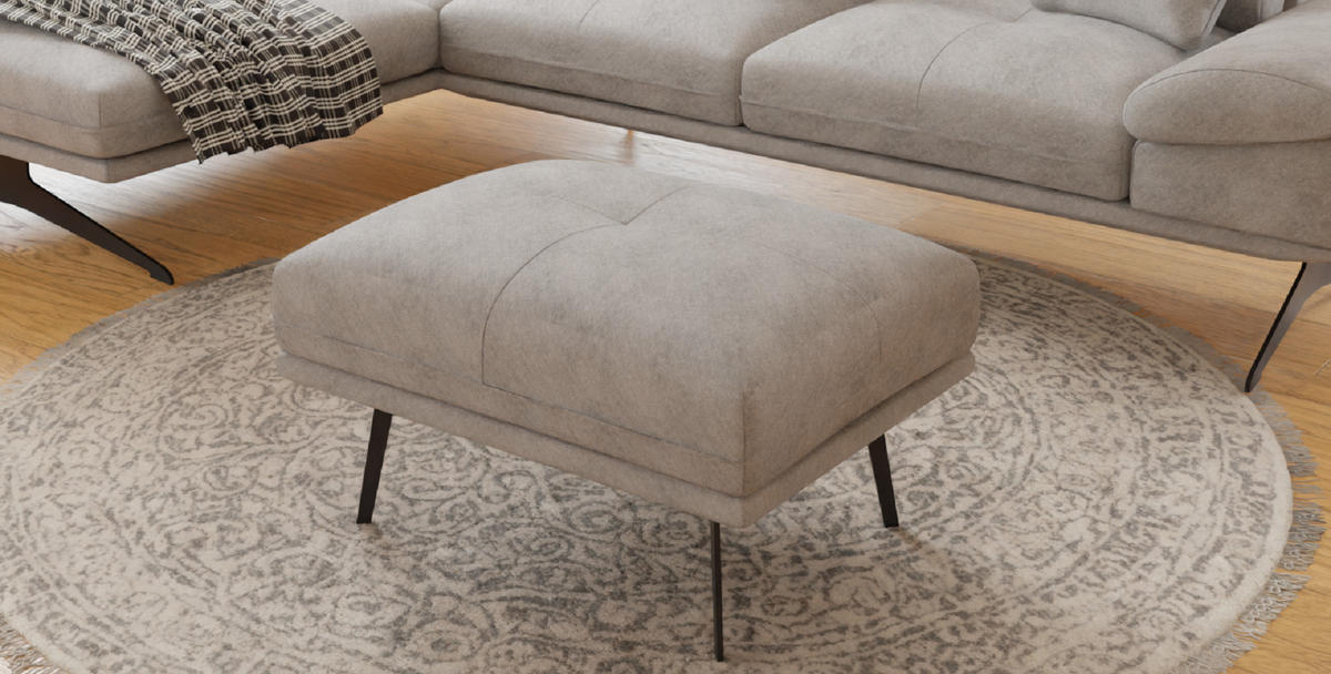 HOCKER Loris Grau Samt - Schwarz/Grau, Holz/Textil (83/47/62cm) - S-Style Möbel