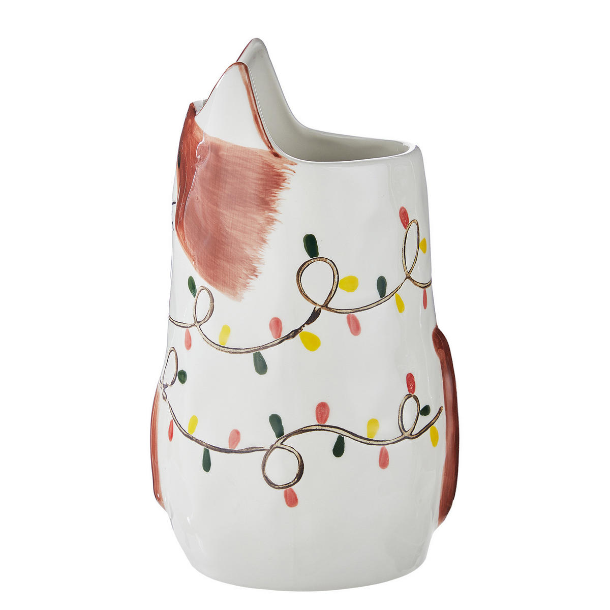 VASE Pablo Katze mit Lichterkette - Weiß/Braun, Stein (20cm) - Butlers