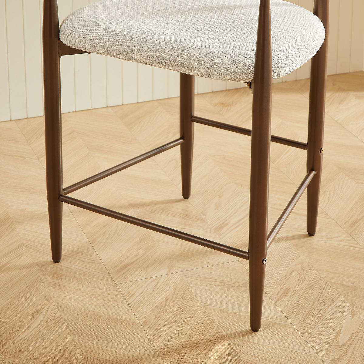BARHOCKER 2er-Set Beige mit Armlehnen und Metallgestell - Beige, Textil (55/94/59cm) - PANGIVO