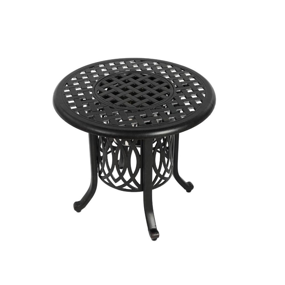 GARTENBEISTELLTISCH Ø55×49cm,Gartentisch mit Eisbehälter,Schwarz - Schwarz, Metall (55/55/49cm) - LVHOM