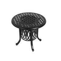 GARTENBEISTELLTISCH Ø55×49cm,Gartentisch mit Eisbehälter,Schwarz - Schwarz, Metall (55/55/49cm) - LVHOM